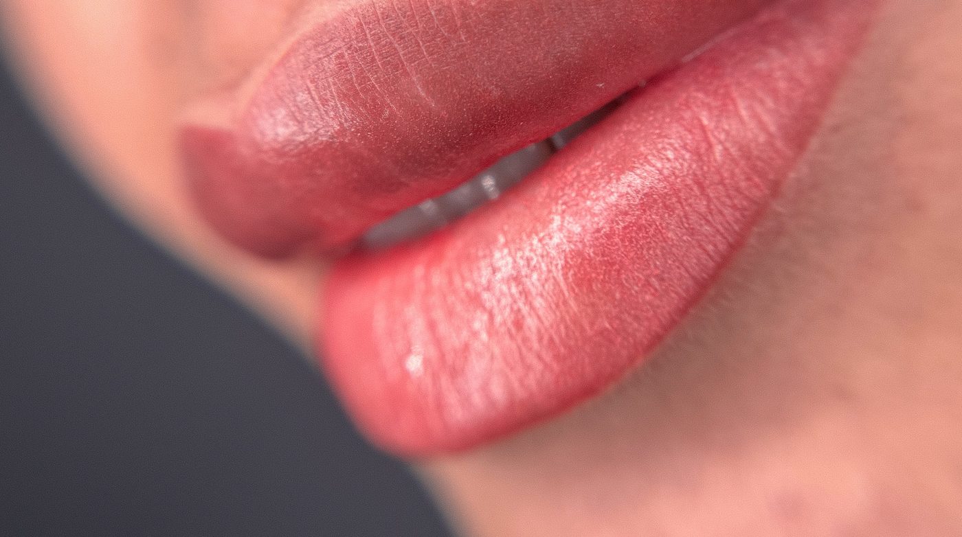 Detalhe de micropigmentação labial